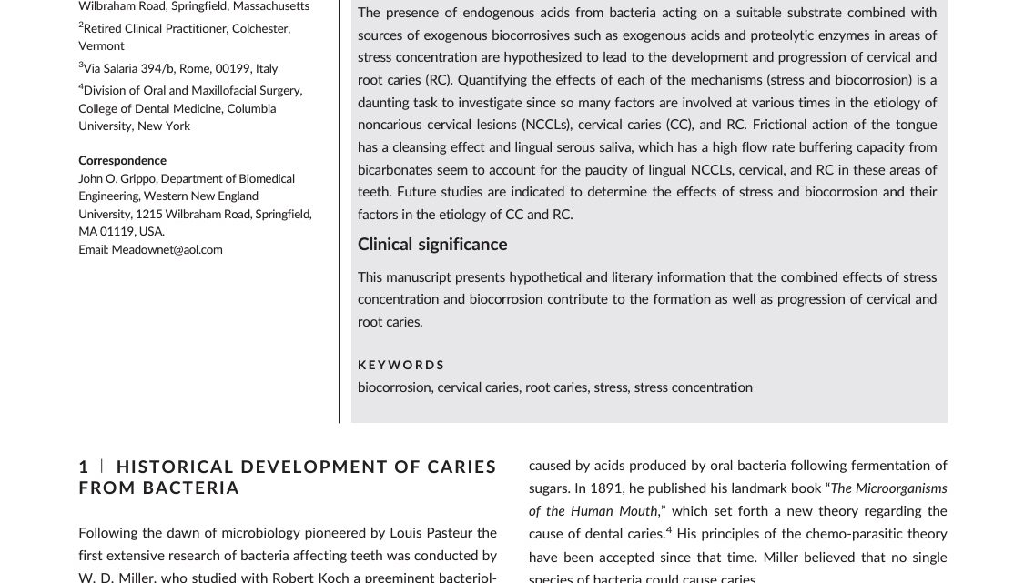 A literature review and hypothesis for the etiologies of cervical and root caries