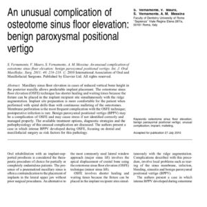 An unusual complication of osteotome sinus floor elevation