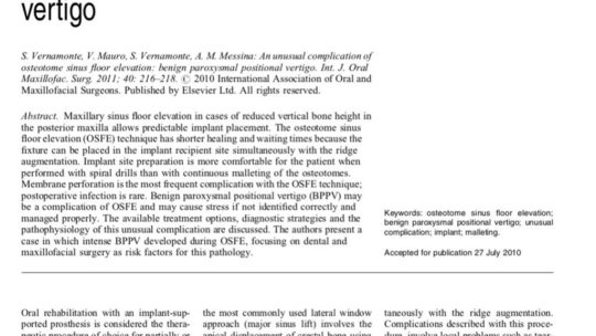 An unusual complication of osteotome sinus floor elevation