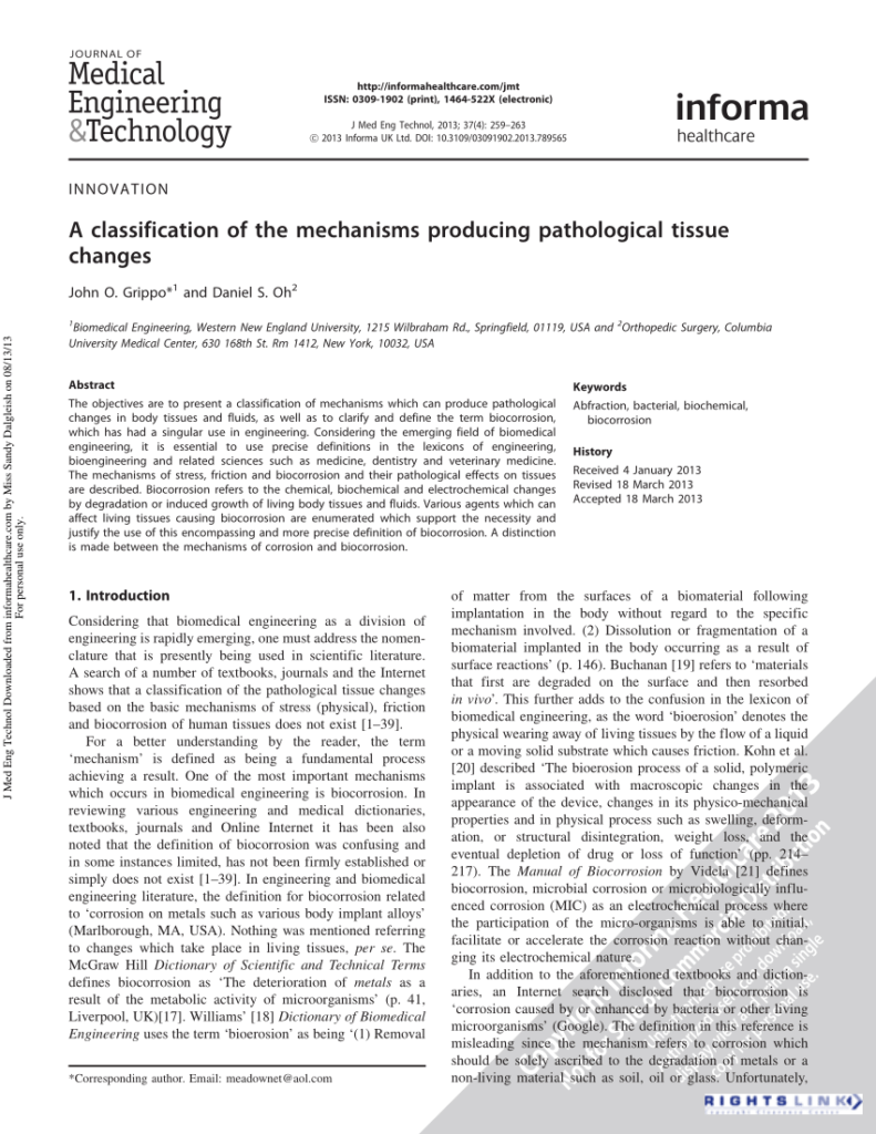 A classification of the mechanisms producing pathological tissue changes.